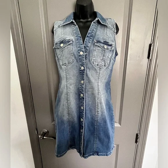 white christmas dresses Medium Wash Denim Maxi Dress - All Denim main image 1